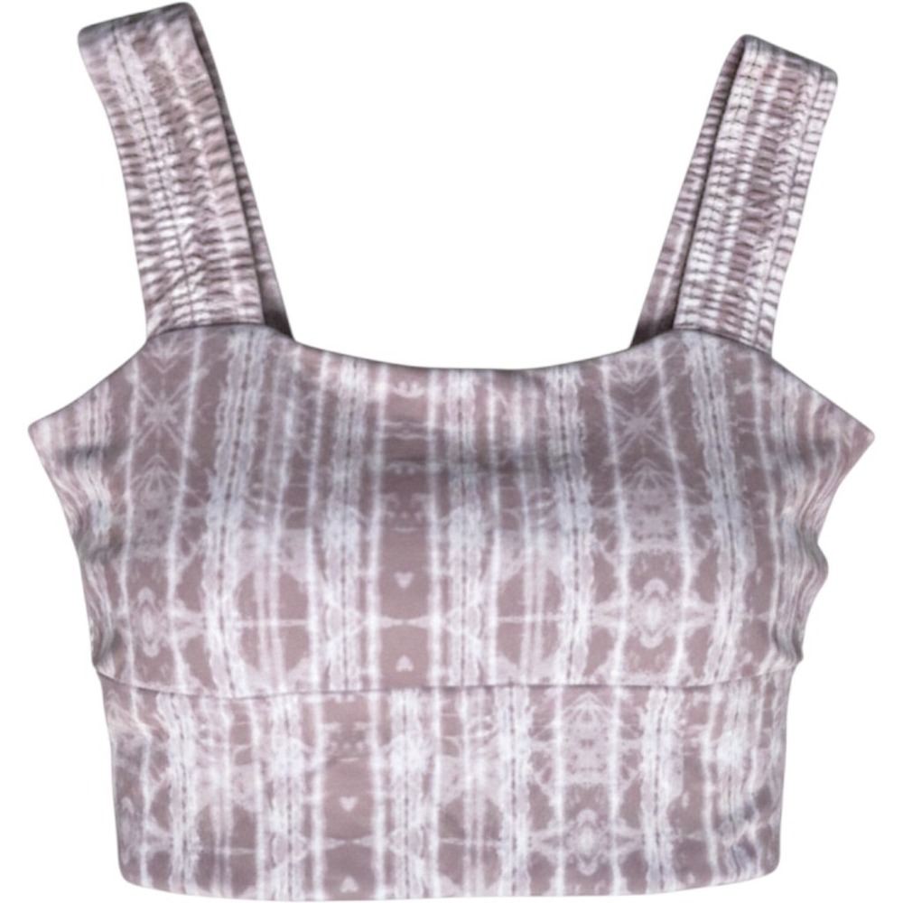 FP Movement Free People Tie Dye Ruched Strap Twist Back Crop Top Mauve Medium